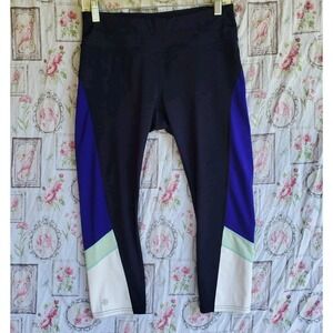 Athleta‎ Sonar Capri Colorblock Leggings Blue Purple White Yoga Workout Medium